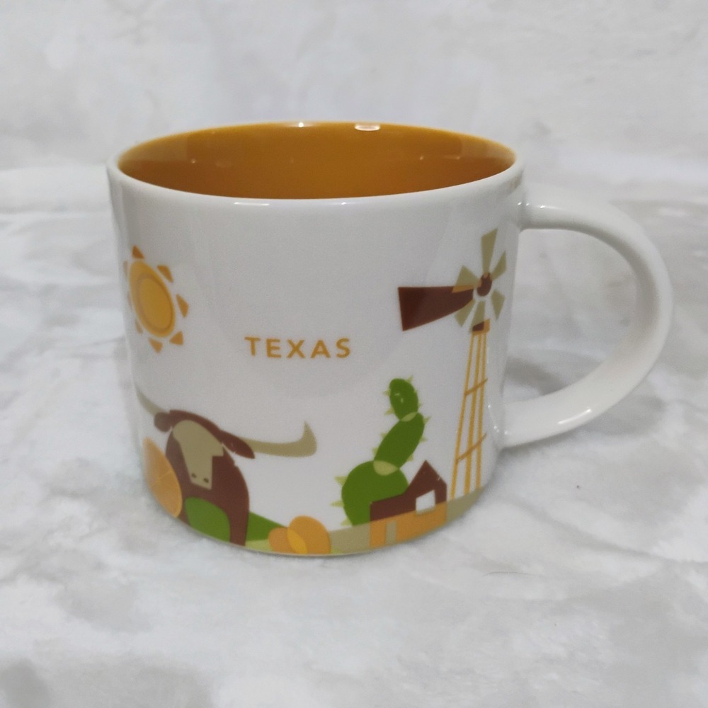 Starbucks You Are‎ Here Texas Mug 2015 Texan State Pride Ranch Steer 14oz Cup